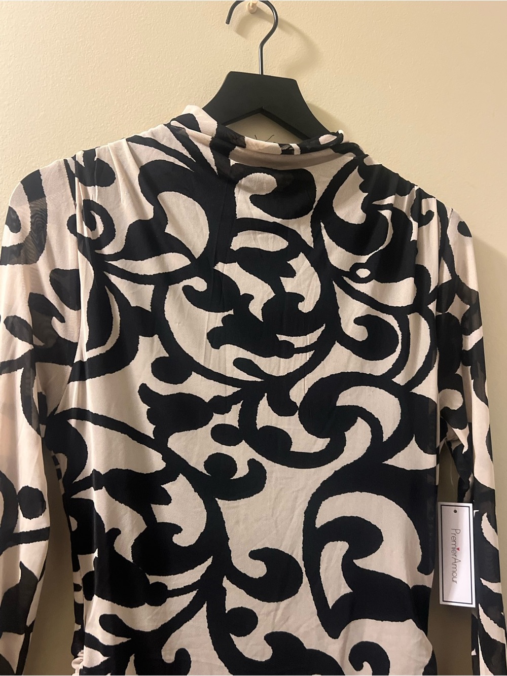 NWT Premier Amour Black and Cream Swirl Pattern Maxi Dress